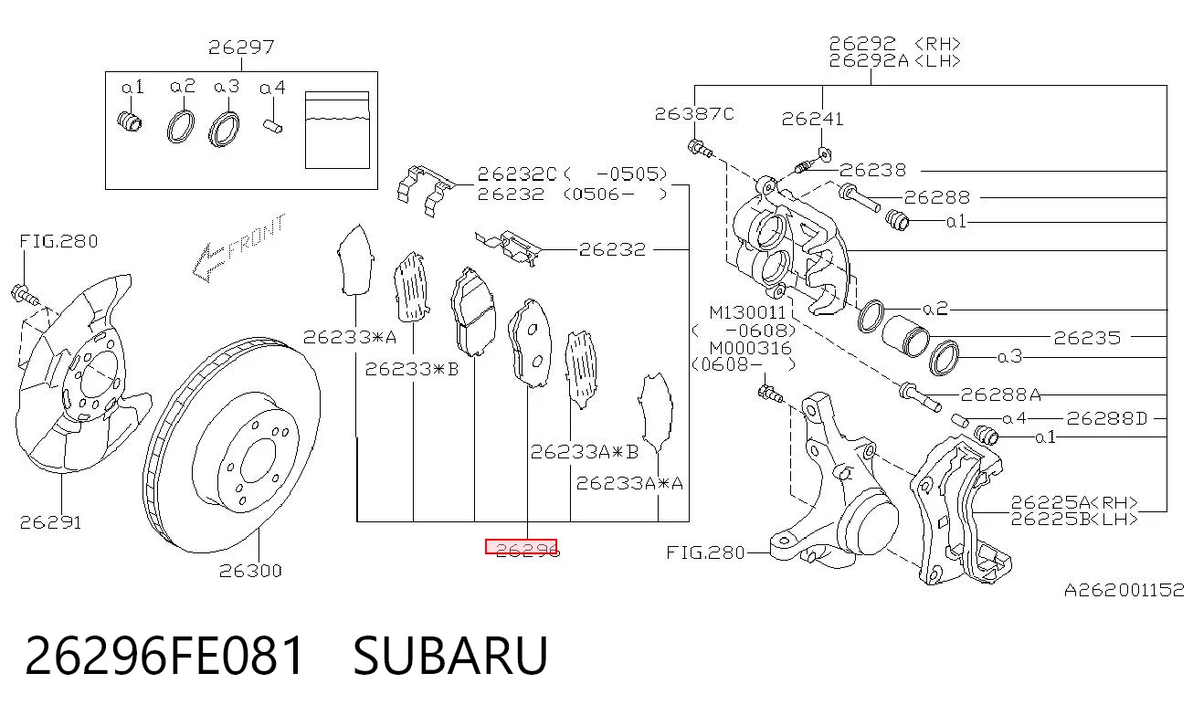 26296FE081 Subaru Колодки передние