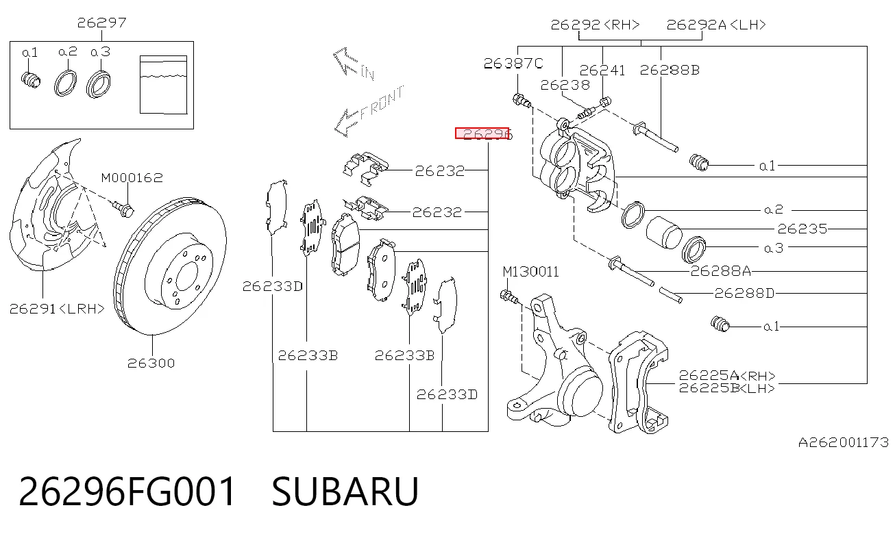 Колодки тормозные передние дисковые SUBARU 26296FG001