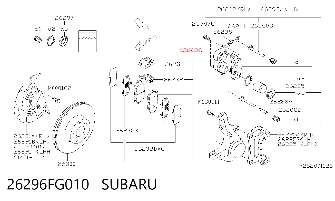 26296FG010 Subaru Колодки передние