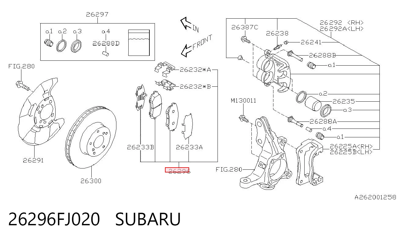 ��олодки тормозные передние дисковые SUBARU 26296FJ020