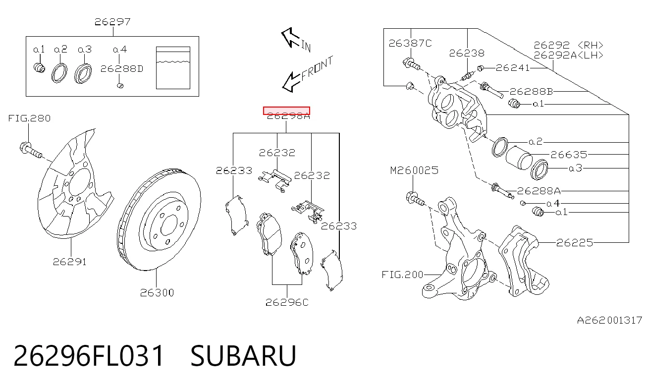 Колодки Subaru 26296FL031 цена, от 59.49 USD