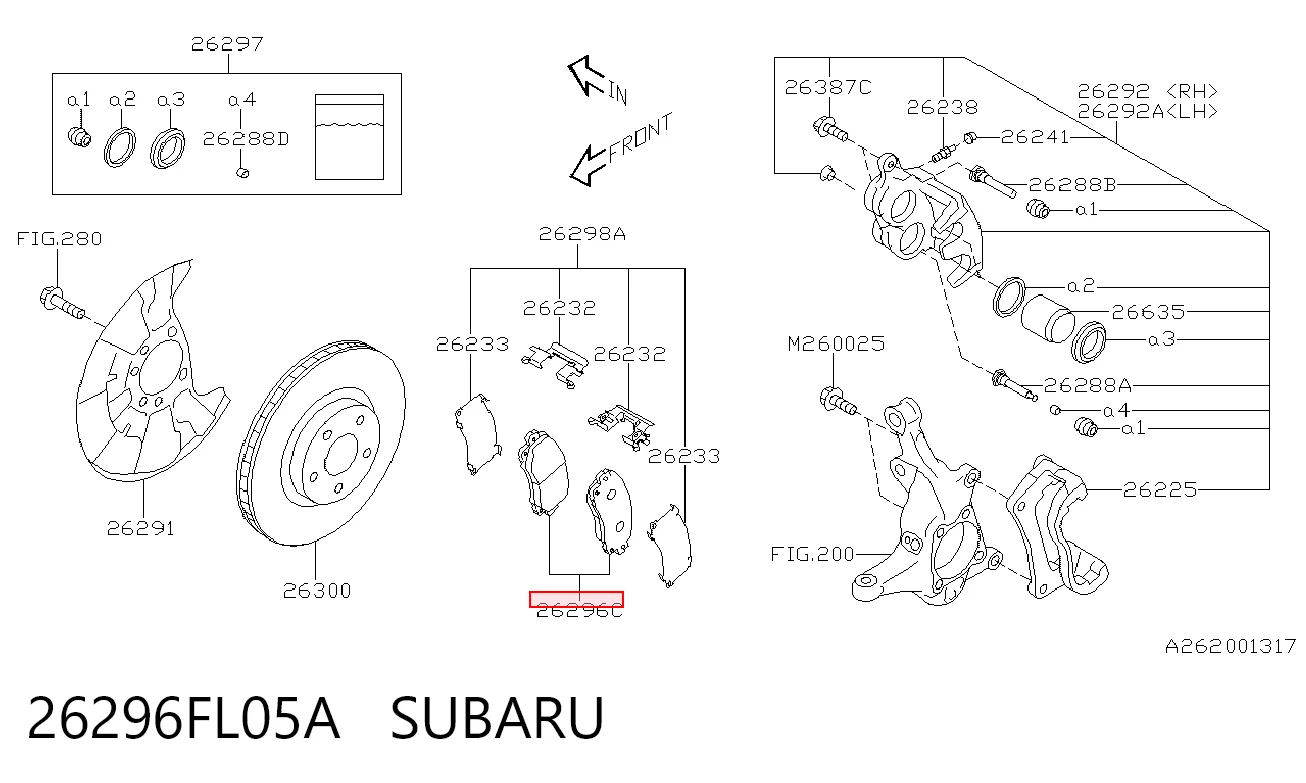 26296FL05A Subaru Колодки передние
