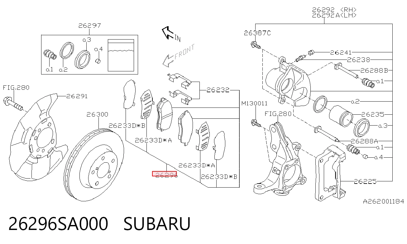 26296SA000 Subaru Колодки передние
