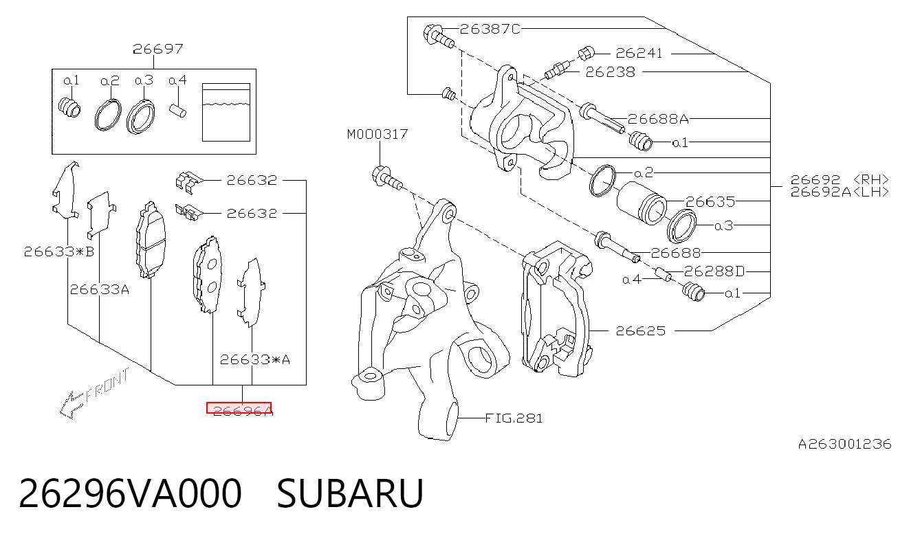 26296VA000 Subaru Колодки передние