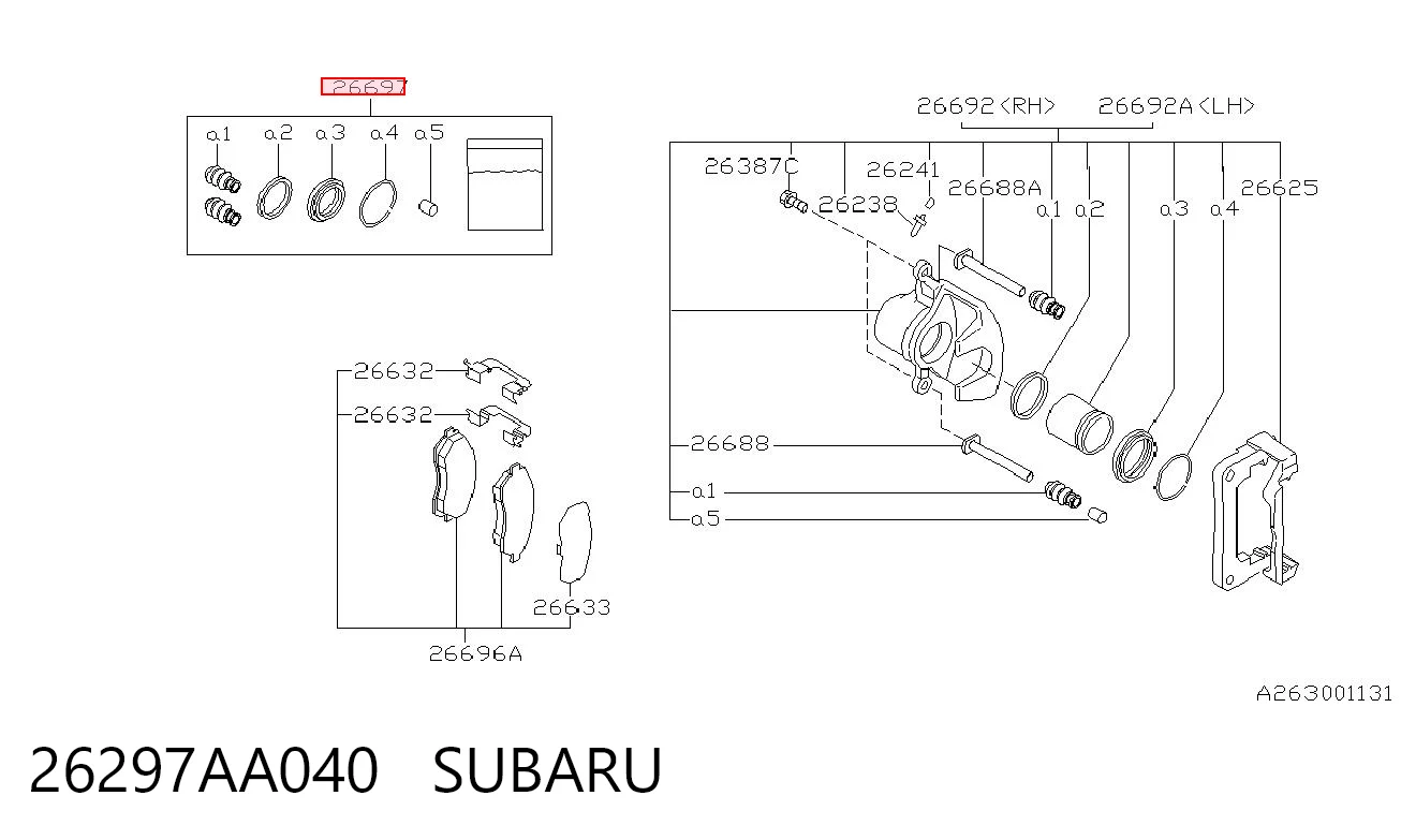 Ремкомплект суппортов Subaru Legacy I седан (BC) (1989 - 1994) цена, от 4.16 USD
