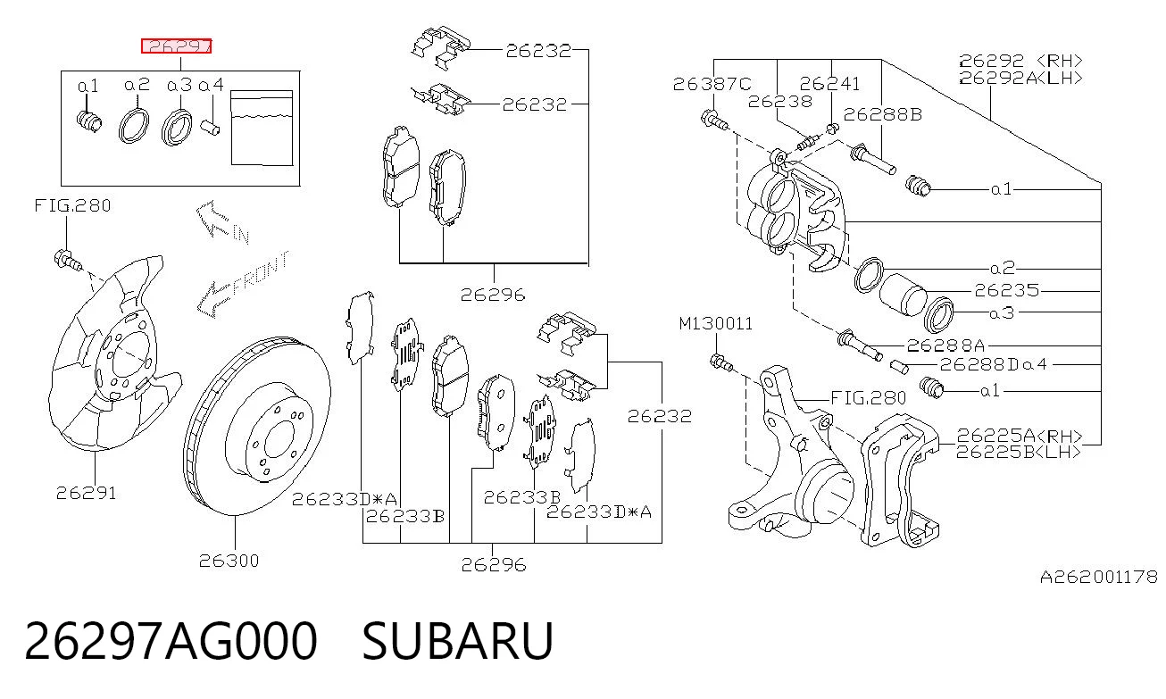 26297AG000 Subaru Ремкомплект суппорта тормозного, переднего