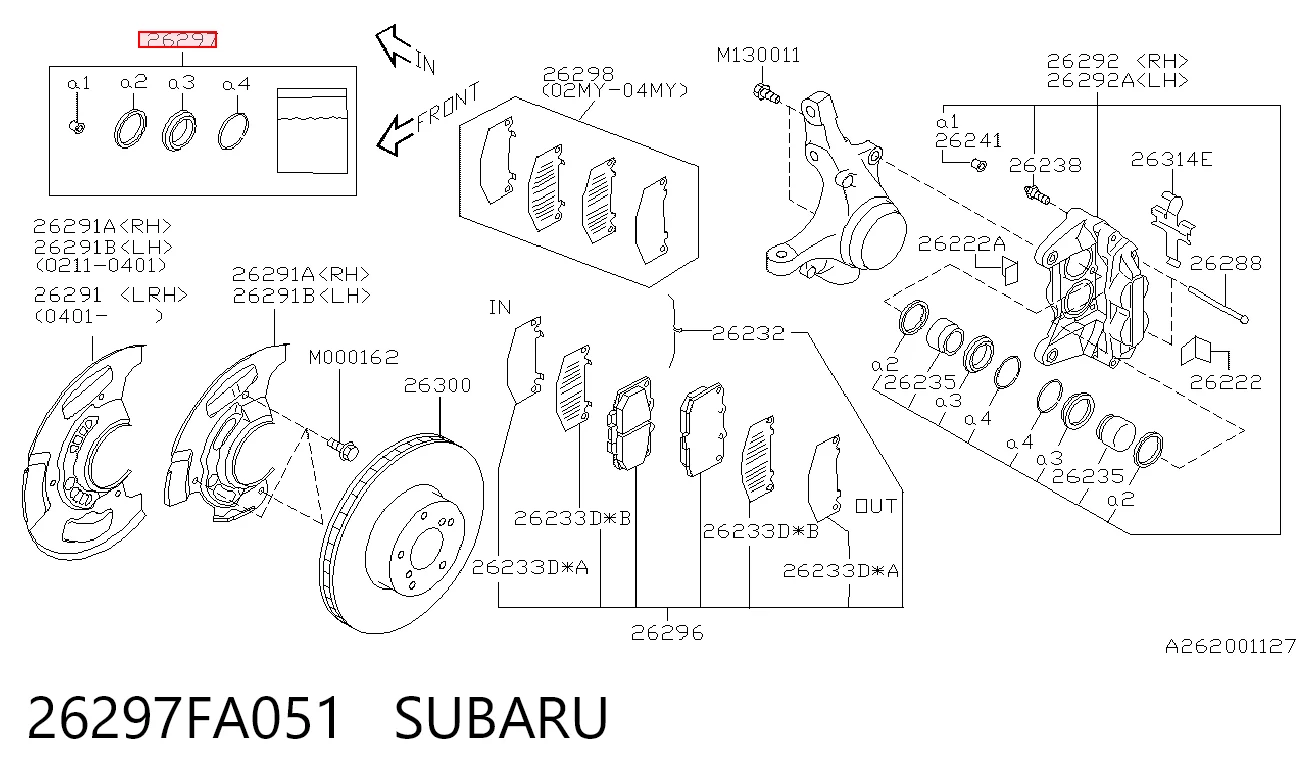 26297FA051 Subaru Ремкомплект суппорта тормозного, переднего