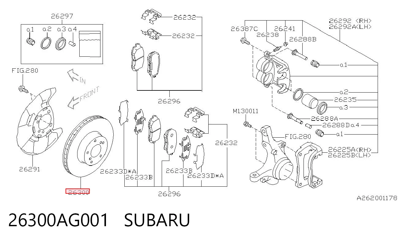 26300AG001 Subaru Диск тормозной передний