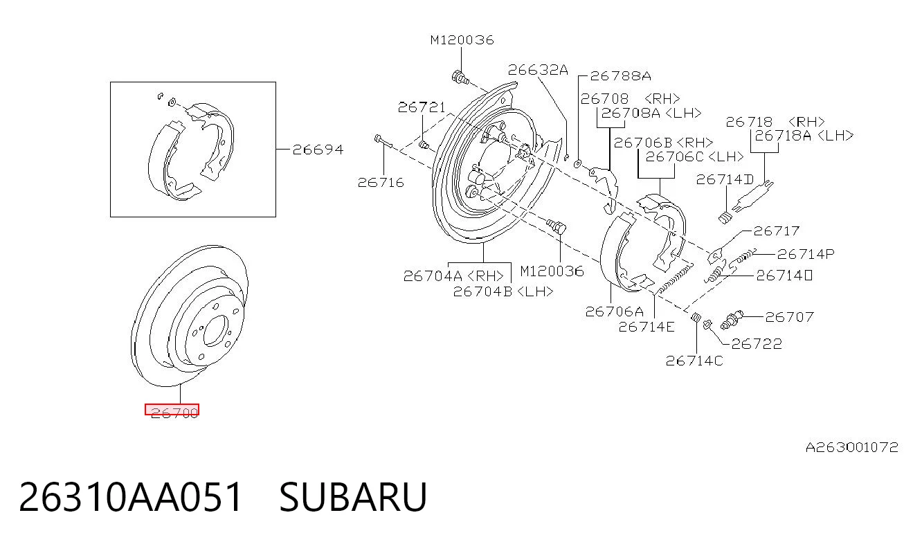 26310AA051 Subaru Дисковый тормоз