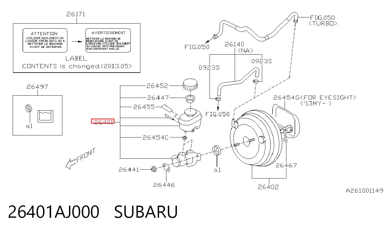 Цилиндр тормозной, главный на Subaru Outback IV B14, BR
