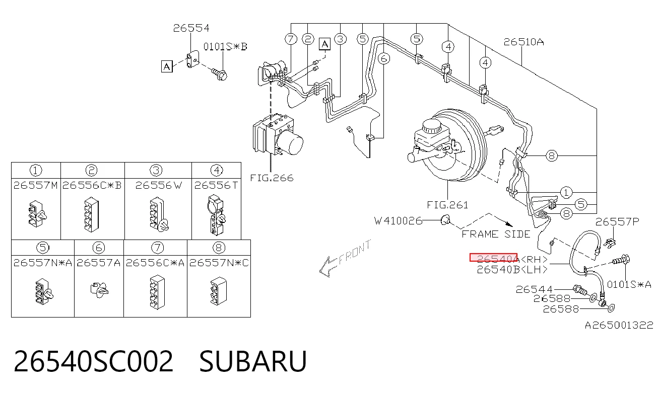 26540SC002 Subaru Шланг тормозной передний правый