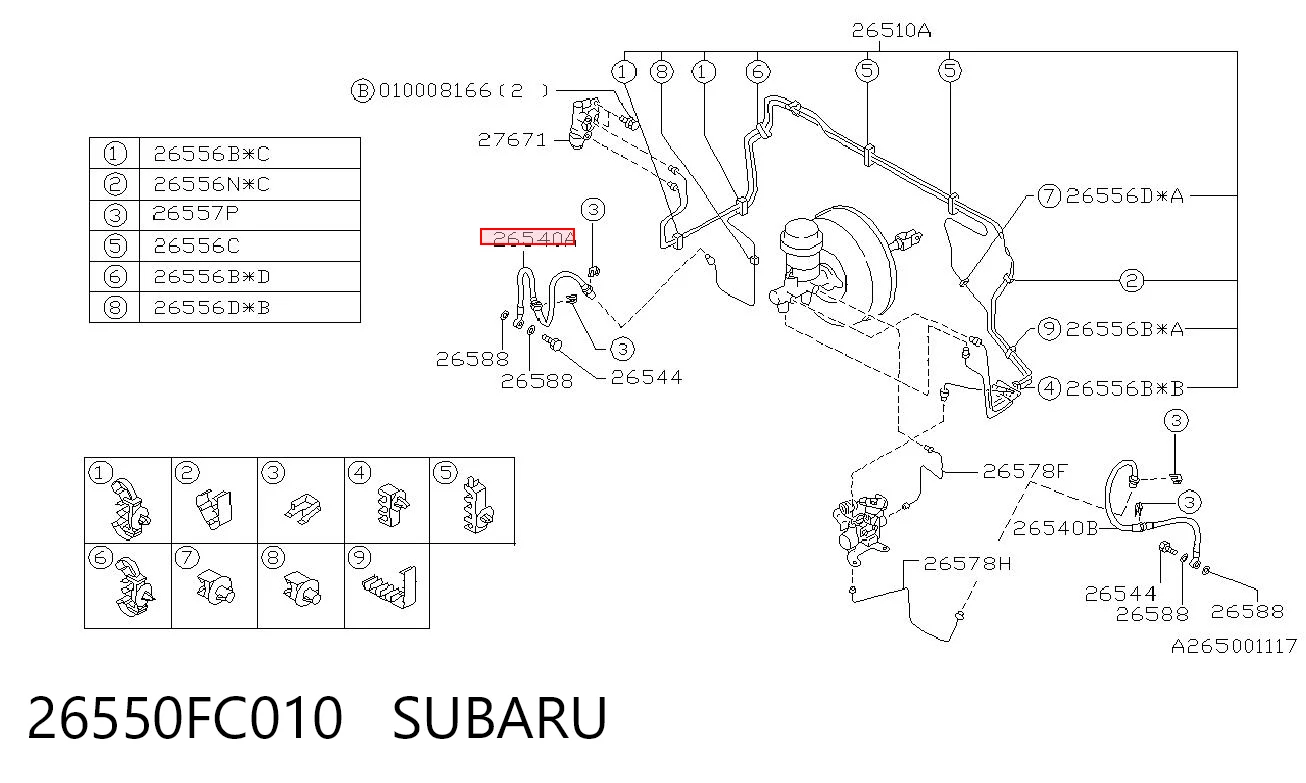 26550FC010 Subaru Шланг тормозной передний правый