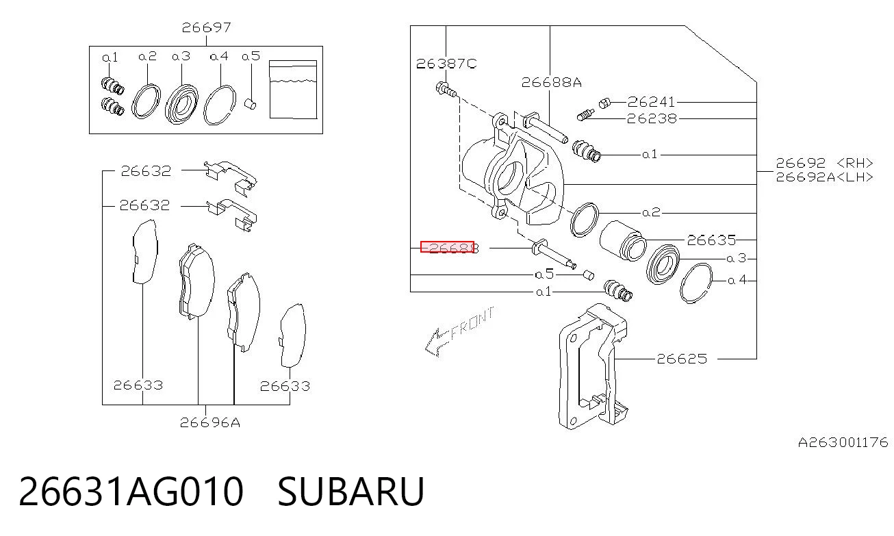Направляющая суппорта заднего нижняя 26631AG011 Market (OEM)