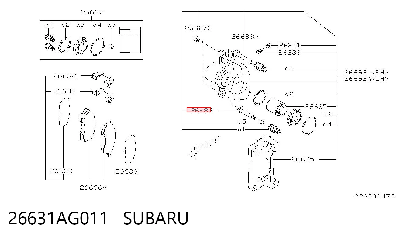26631AG011 Subaru Направляющая суппорта заднего нижняя