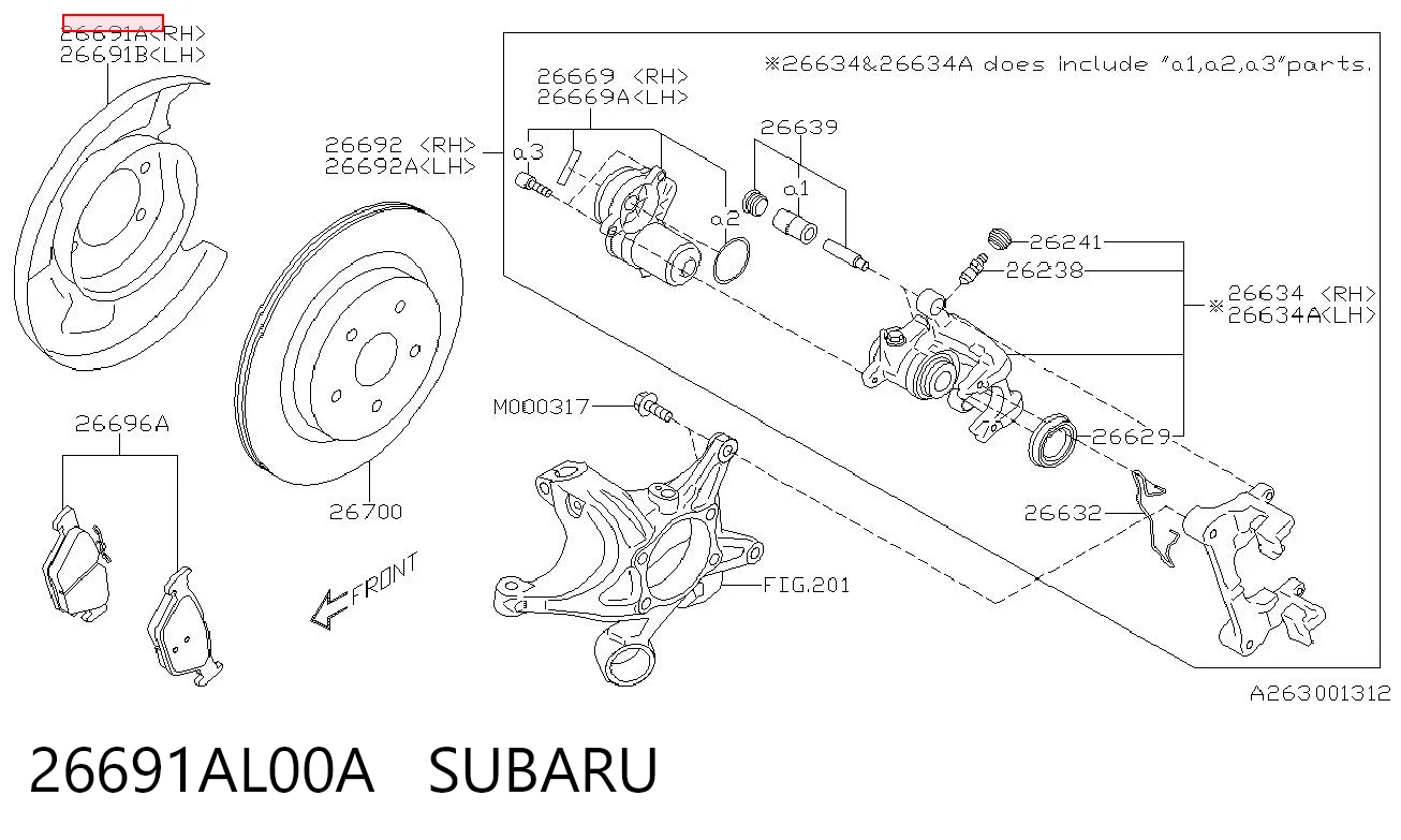 26691AL00A Subaru Пыльник тормозного диска заднего правый