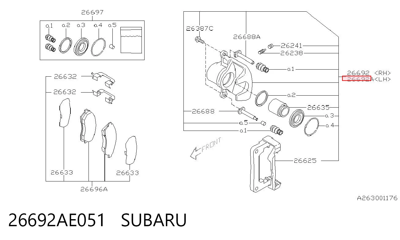 26692AE051 Subaru Тормозной суппорт задний левый