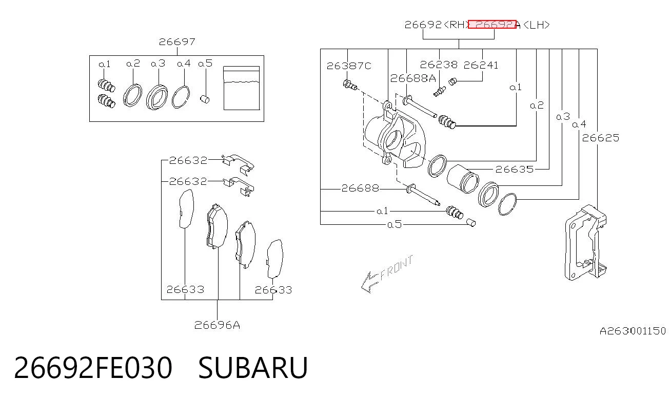 26692FE030 Subaru Тормозной суппорт задний левый