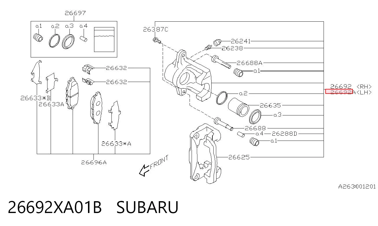 Тормозной суппорт задний левый на Subaru Tribeca  