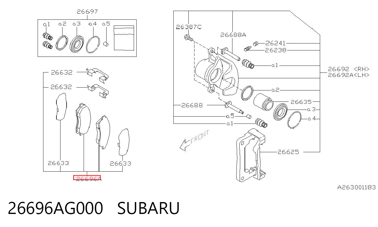 26696AG000 Subaru Колодки тормозные дисковые комплект