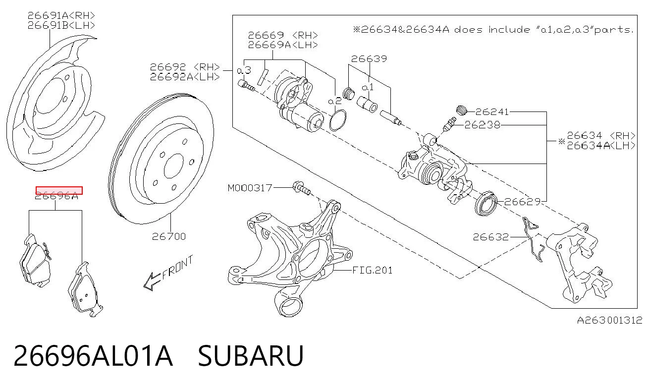 26696AL01A Subaru Колодки тормозные дисковые комплект