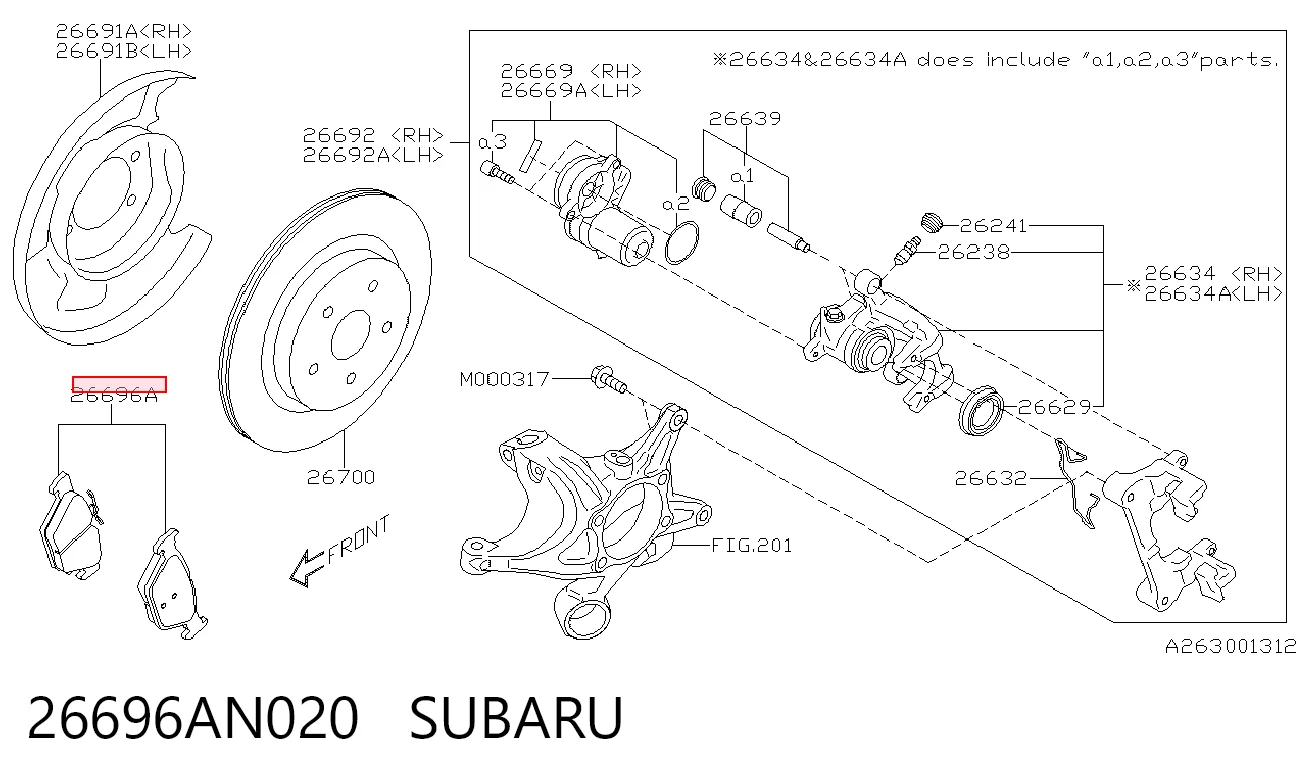 26696AN020 Subaru Колодки тормозные дисковые комплект