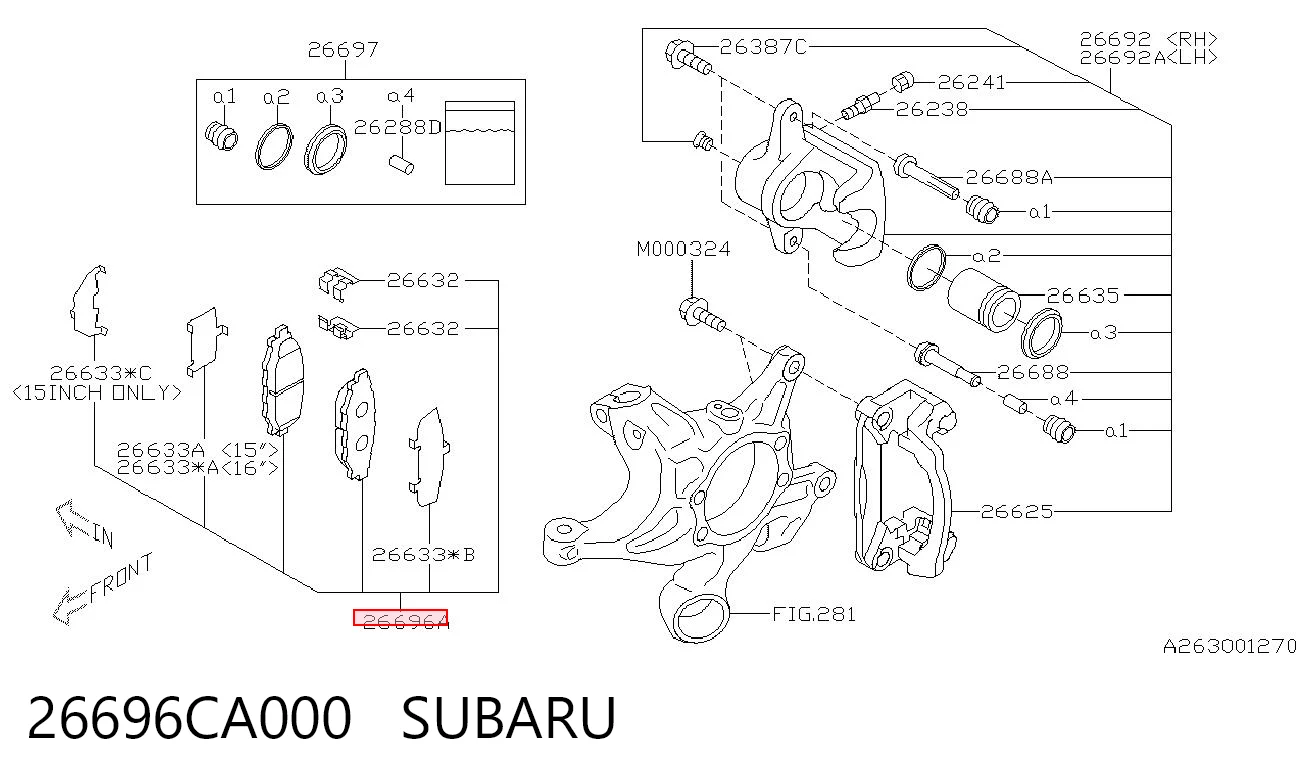26696CA000 Subaru Колодки тормозные дисковые комплект