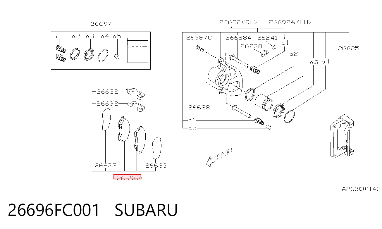 26696FC001 Subaru Колодки тормозные дисковые комплект