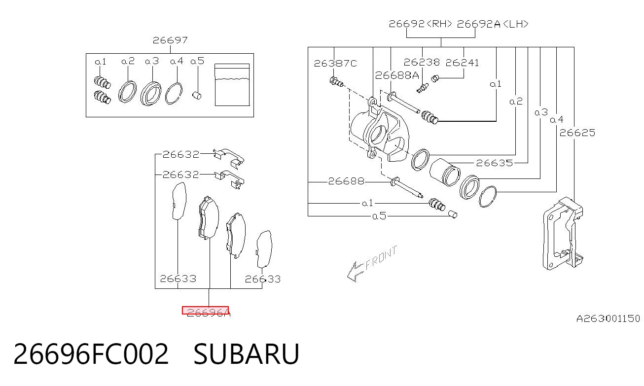 26696FC002 Subaru Колодки тормозные дисковые комплект