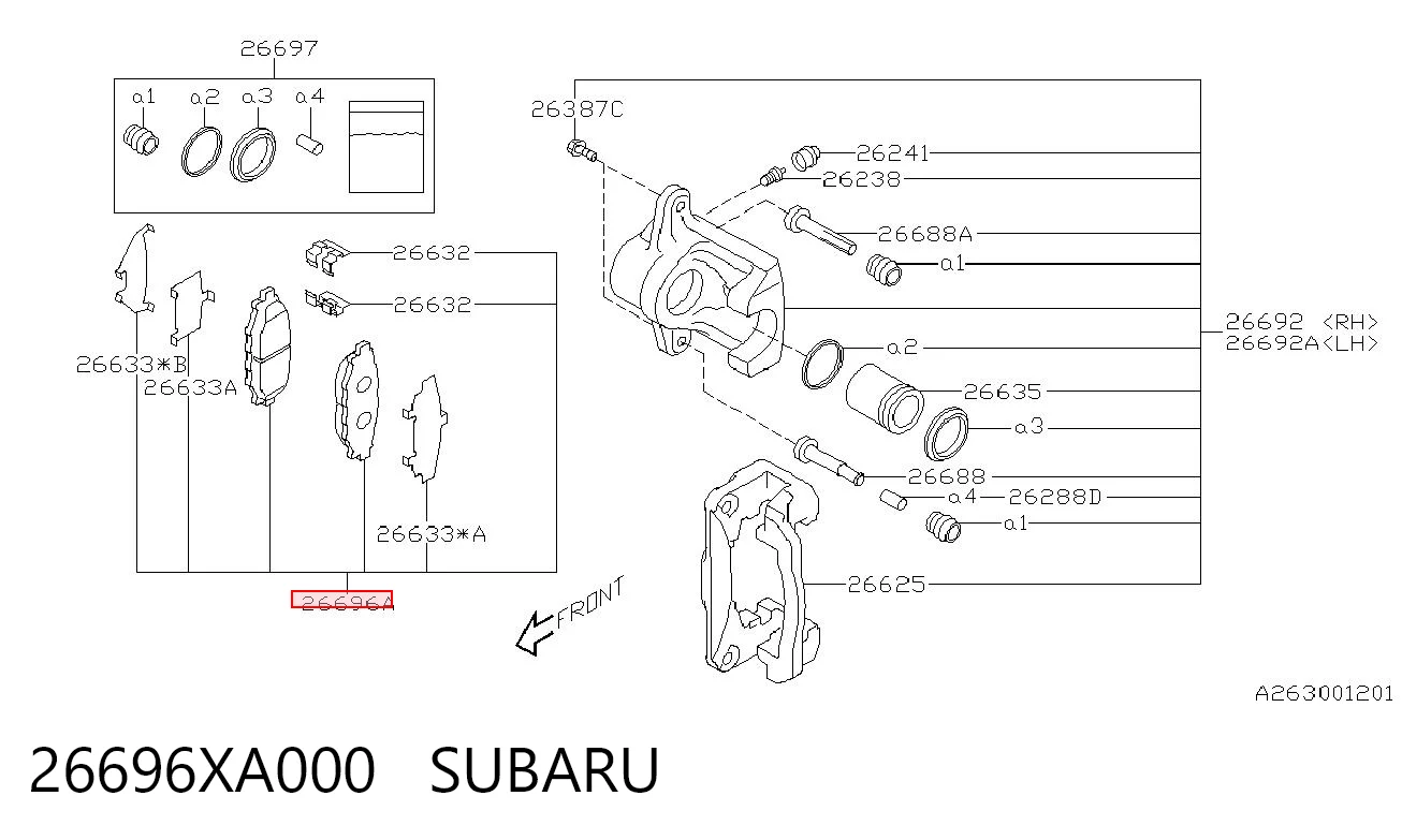 26696XA000 Subaru Колодки тормозные дисковые комплект