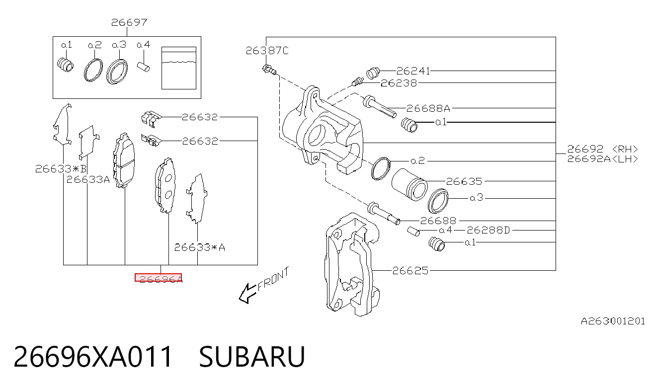 26696XA011 Subaru Колодки тормозные дисковые комплект