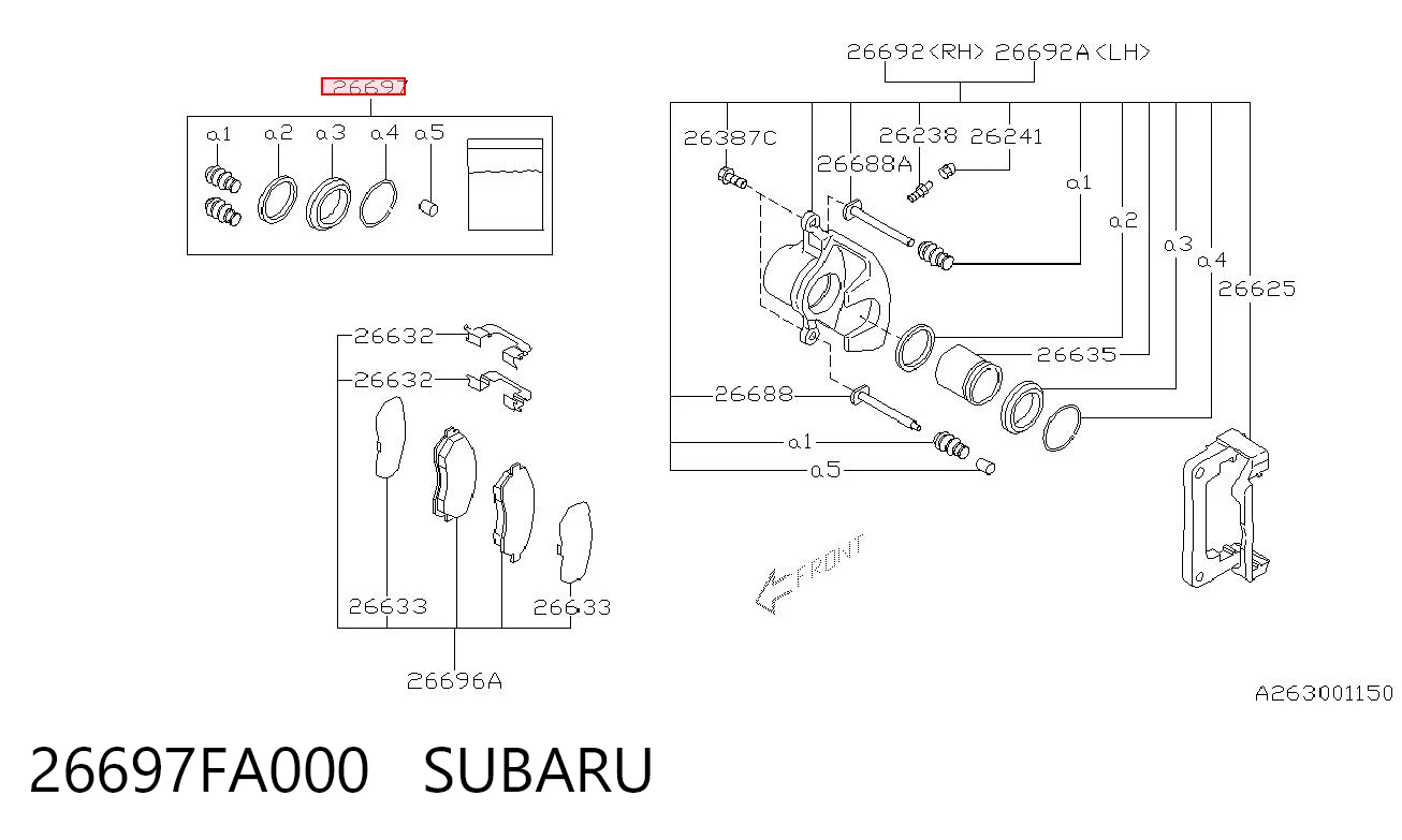 26697FA000 Subaru Ремкомплект суппорта тормозного, переднего