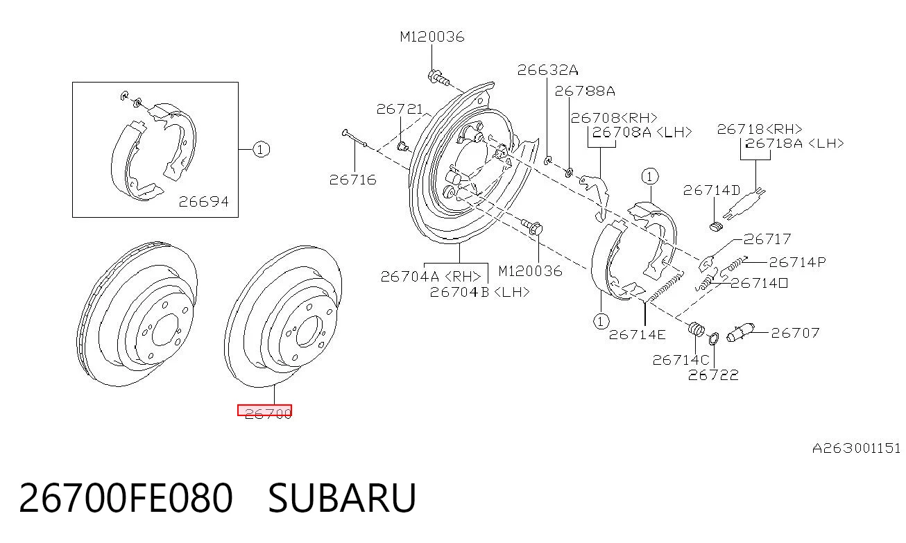 26700FE080 Subaru Дисковый тормоз