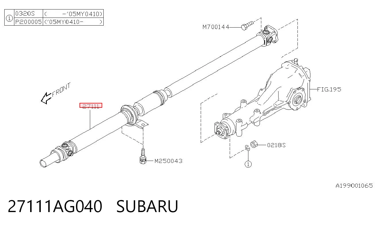 Карданный вал заднего моста на Subaru Outback III B13, BP