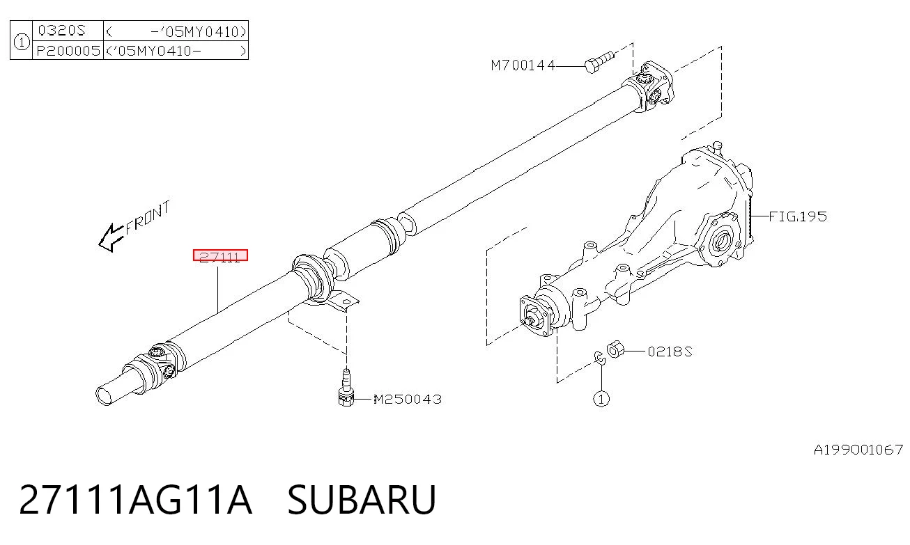 27111AG11A Subaru Карданный вал заднего моста