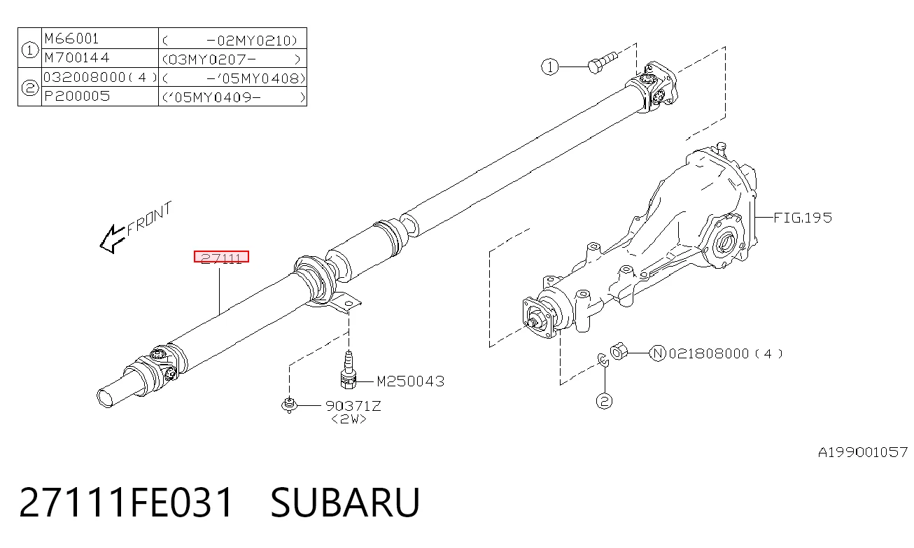 27111FE031 Subaru Карданный вал заднего моста