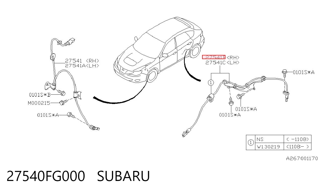 27540FG000 Subaru Датчик АБС (ABS) задний, правый