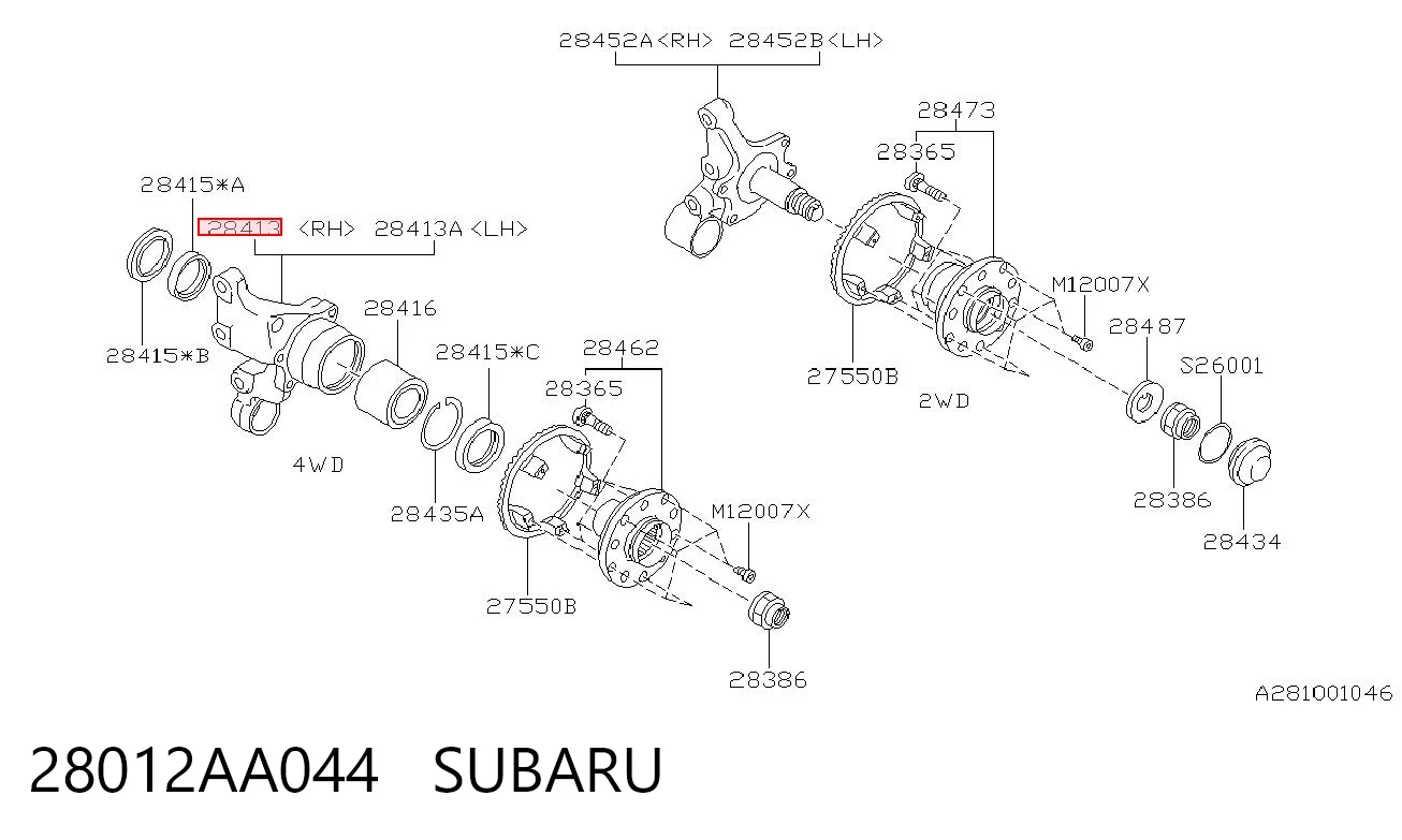 28012AA044 Subaru Цапфа правая