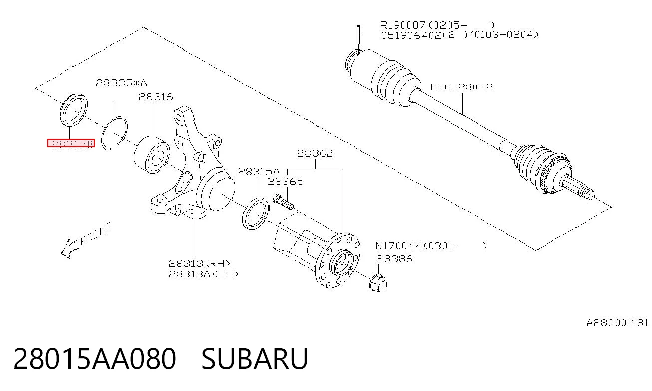 28015AA080 Subaru Сальник передней ступицы внутренний