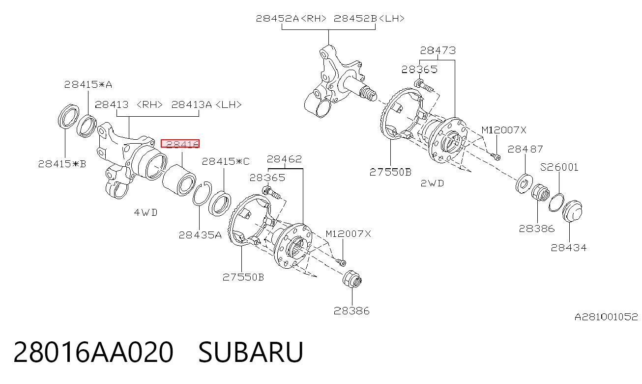 28016AA020 Subaru Подшипник ступицы задней