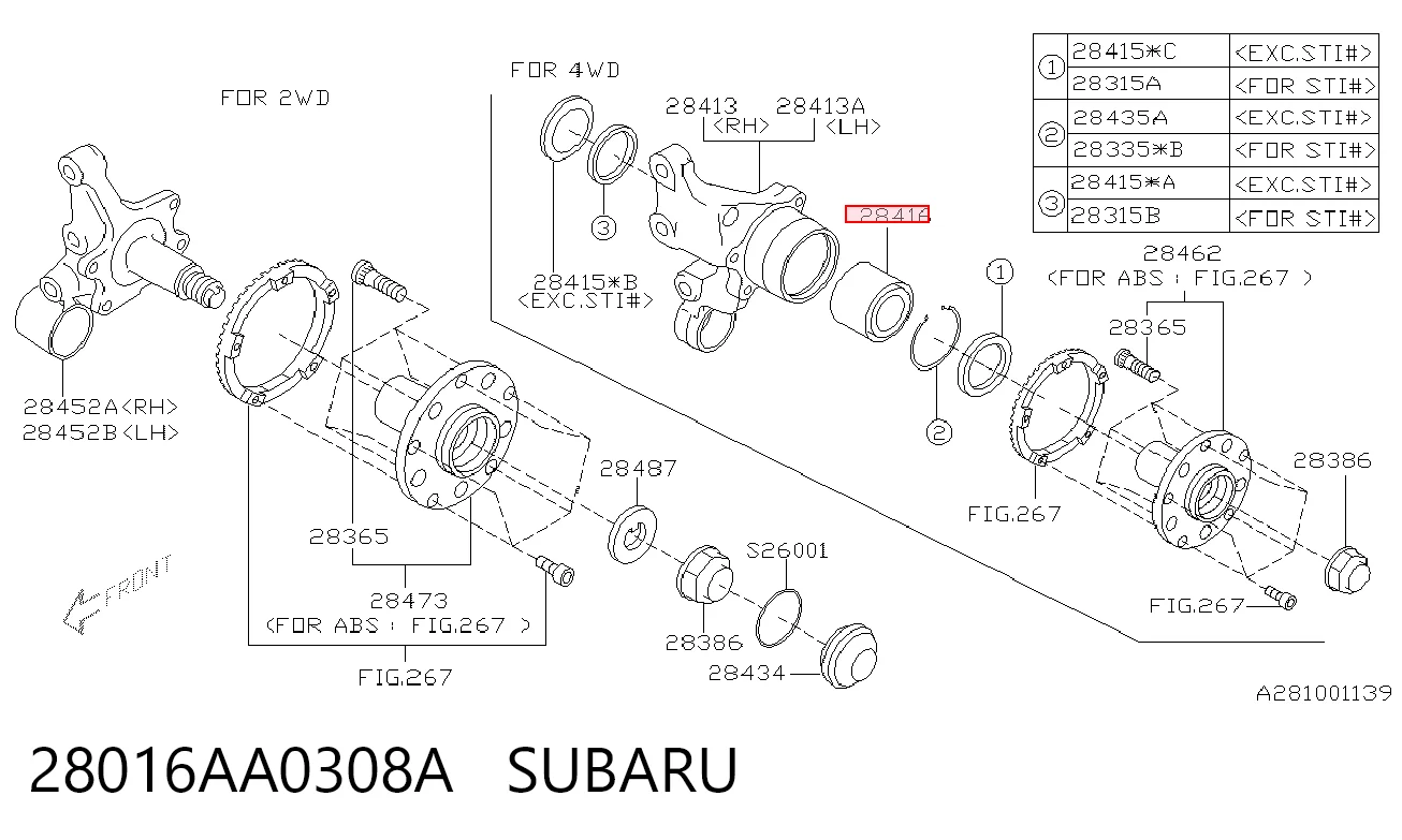 28016AA0308A Subaru Подшипник ступицы задней