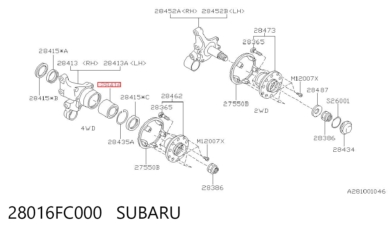 28016FC000 Subaru Подшипник ступицы задней