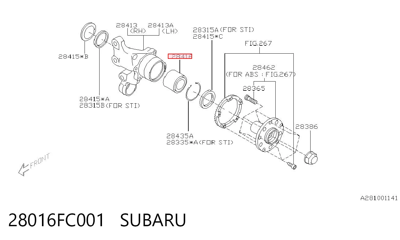 28016FC001 Subaru Подшипник ступицы задней