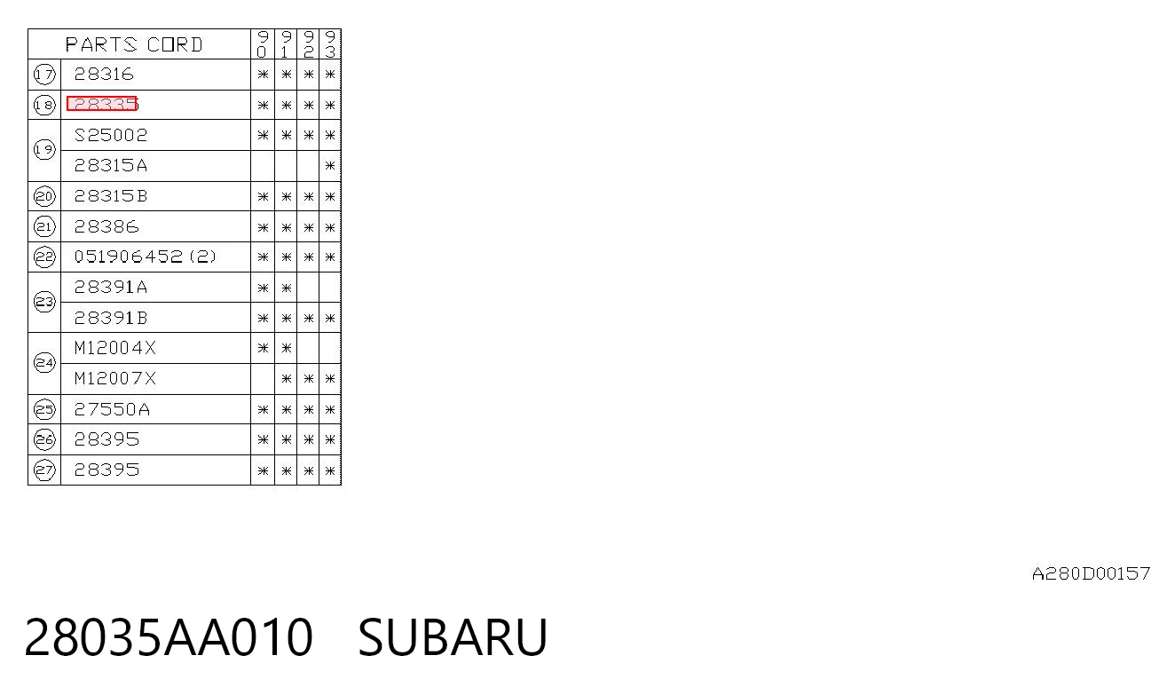 28035AA010 Subaru Подшипник ступицы передней