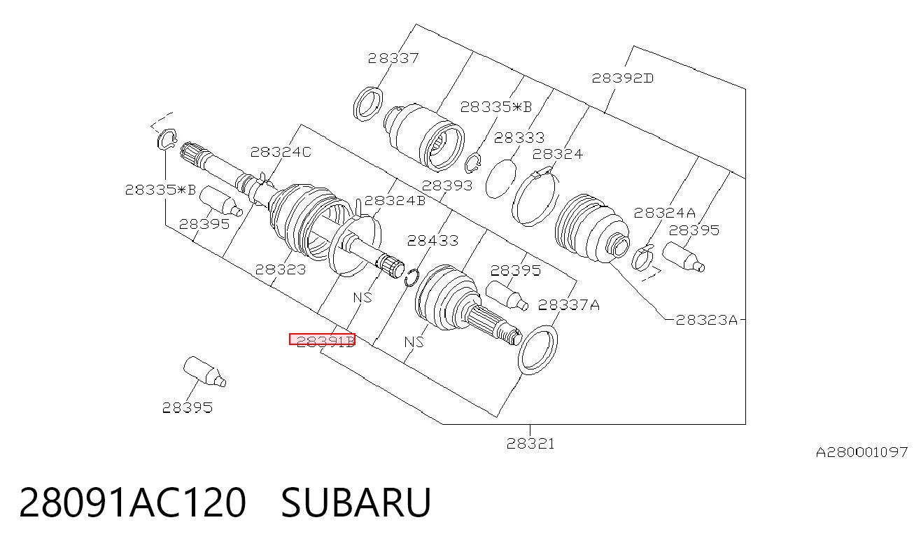 28091AC120 Subaru Наружная граната