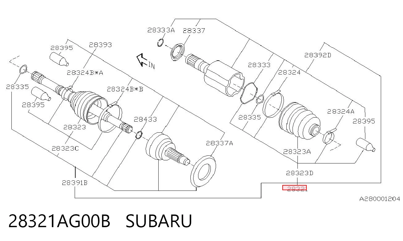 28321AG00B Subaru Ось передняя в сборе