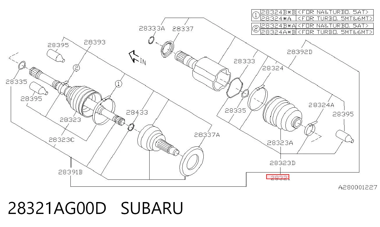 28321AG00D Subaru Ось передняя в сборе