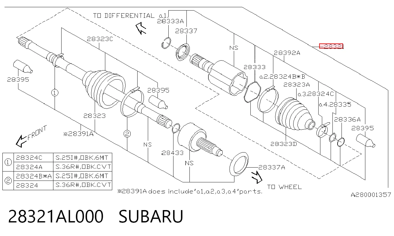28321AL000 Subaru Ось передняя в сборе