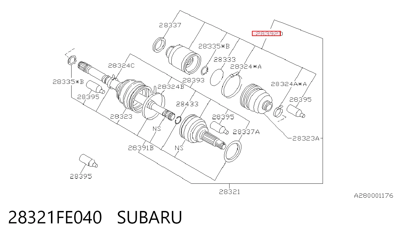 28321FE040 Subaru ШРУС внутренний, передний