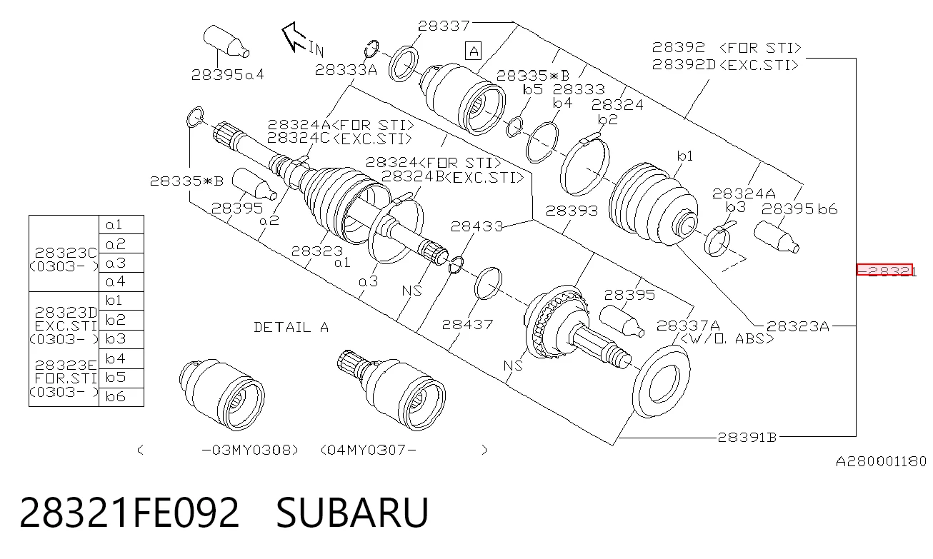 28321FE092 Subaru Ось передняя в сборе