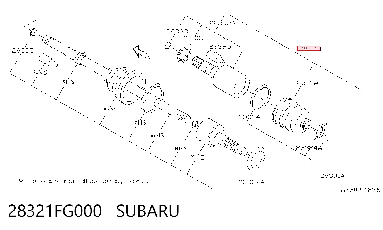 28321FG000 Subaru Ось передняя в сборе